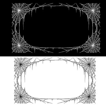 Halloween Spiderweb Frame Border Vector Illustration
