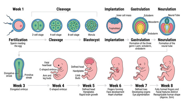 Human Embryonic Development Stages: Fertilization to Week 8