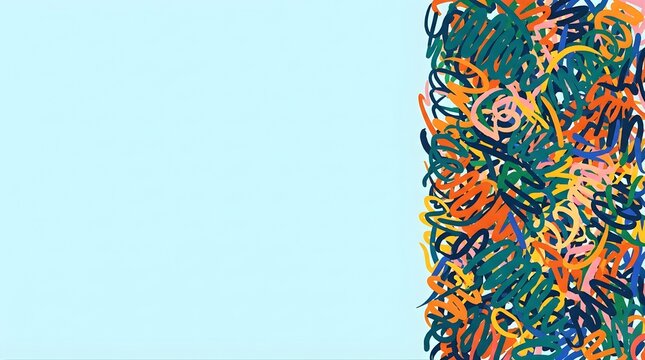 Abstract background with colorful scribbled graffiti patterns and space
