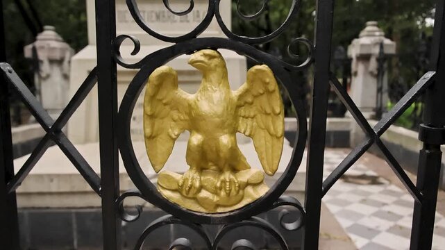 Golden Eagle Emblem on Ornate Gate in Chapultepec Park