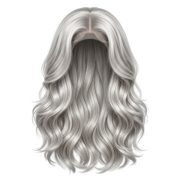 Long wavy silver hair extension isolated on white background