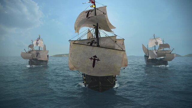 The NAO VICTORIA is the flag ship of the MAGELLAN armada. 
A scientific 3D-reconstruction of a spanish galleon fleet 
in the beginning of the 16th century.sails ahead of a global circumnavigation