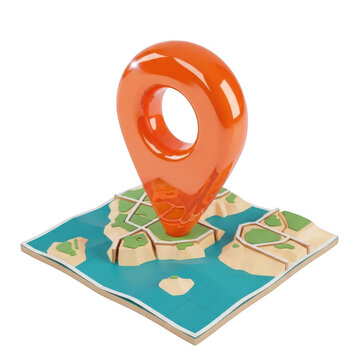 3d map pin marker location icon on map