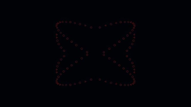 Abstract geometric shape with glowing dots on dark background