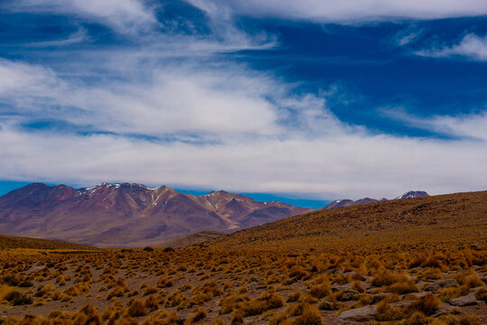 Mountain Landscape Of Altiplano In Present Continuous Style