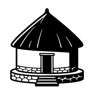 African village home glyph symbol for indigenous architecture and travel