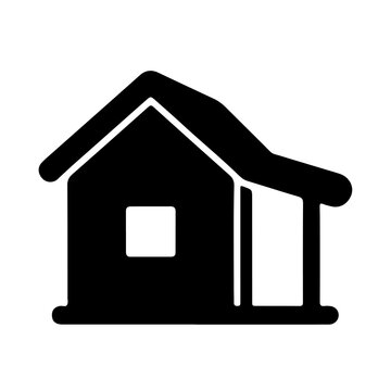 Traditional clay hut icon with thatched roof vector mud house silhouette