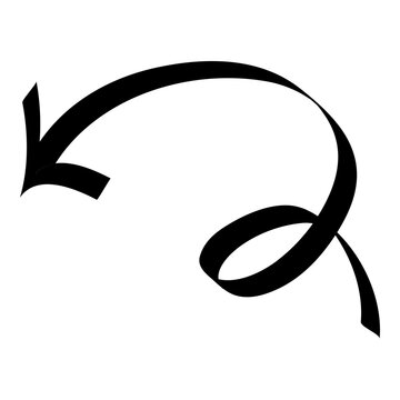 Black Curled Arrow Pointing Left Direction