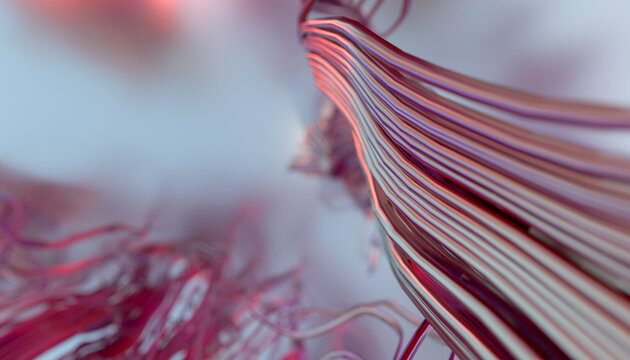 Close-up of red twisted electric wires in a technology context