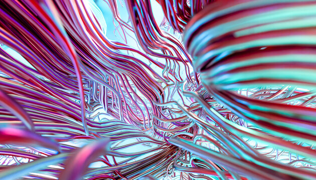 Colorful metallic wires twisted and intertwined