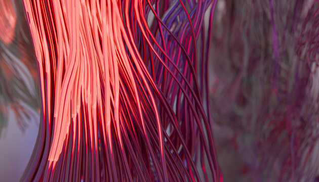 Close-up of a bundle of red electrical wires showing metallic strands