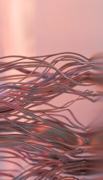 Close-up of copper electrical wires stripped and separated in a bundle