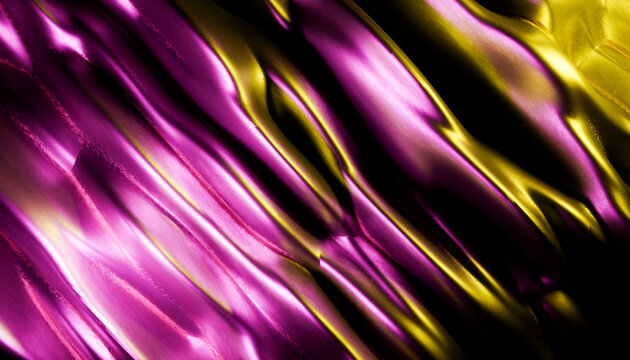 Close-up of shiny abstract purple and gold metallic textured surface