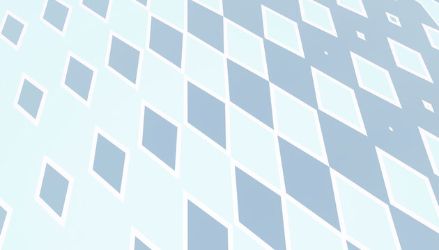 Abstract blue diamond pattern with white borders on a light surface