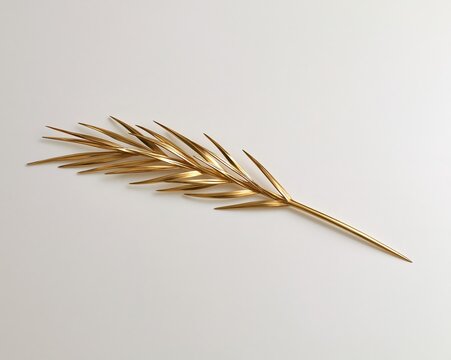 Golden Feather Hair Pin with Dainty Leaf Tips