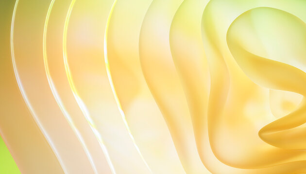 Abstract flowing yellow and cream organic shapes in soft glowing light