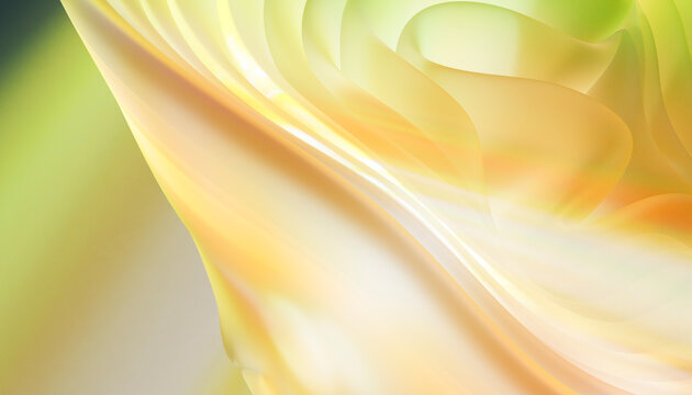 Close-up of flowing fabric with smooth soft folds and light yellow
