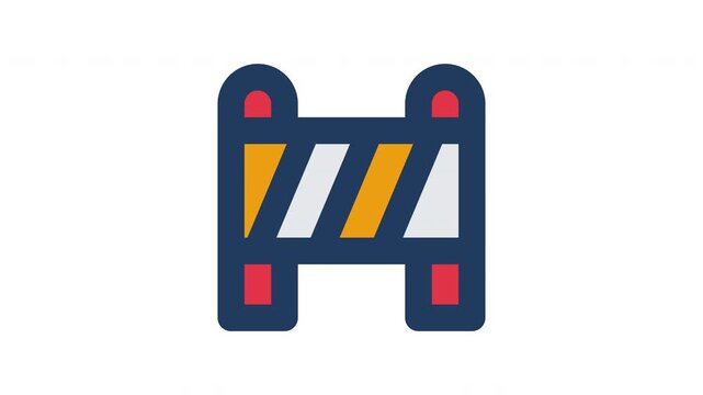 Construction Road Barrier Animation with Dynamic Assembly and Disassembly Motion for Traffic Control Road Safety and Work Zone Warning with Alpha Channel