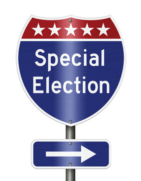Special Election text on an American interstate road sign isolated on white for voting