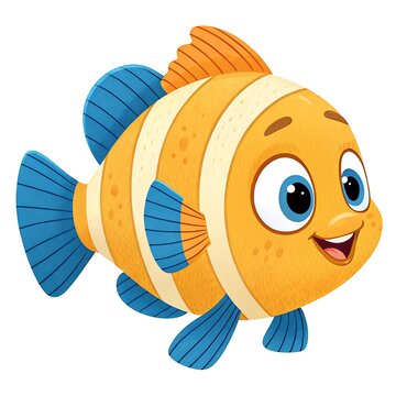 Cartoon clownfish smiling cheerfully