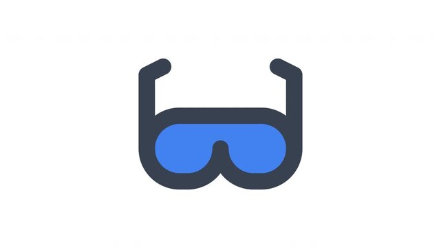 Safety Goggles Icon Looping Animation with Opening Arms and Lens Reflection for Personal Protective Equipment Visuals