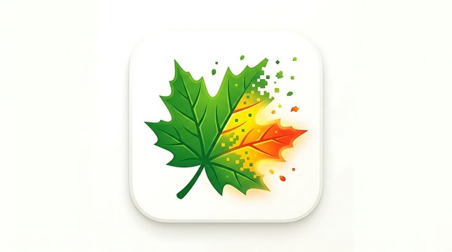 Maple leaf transitioning colors with digital pixel effect
