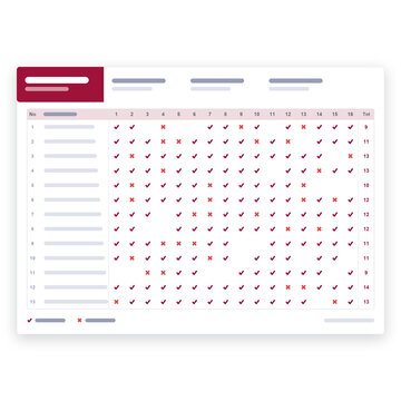 Class attendance sheet template side light check flat design on transparent background