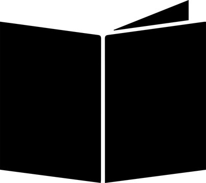 Open book silhouette with pages turned educational reading literature.