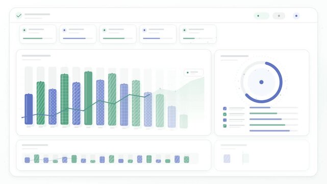 Financial data visualization dashboard with growth charts