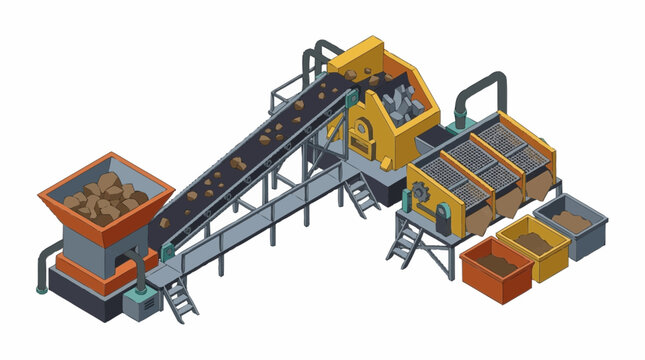 Industrial conveyor belt system for bulk material handling.
