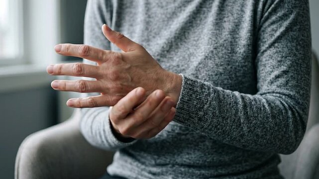Person Massaging Painful Wrist Joint, Close-Up of Hand and Wrist Pain