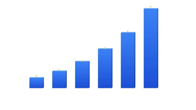 Rising blue bar chart with exponential target achieved text