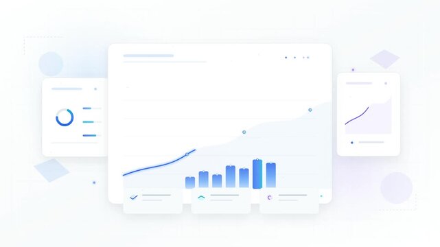Financial business dashboard showing growth with line and bar charts