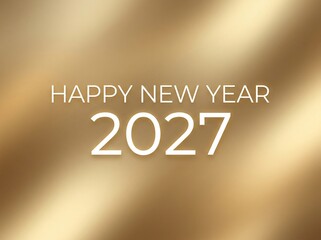 Obraz premium Happy new year 2027 gold elegant text on abstract metallic wave background