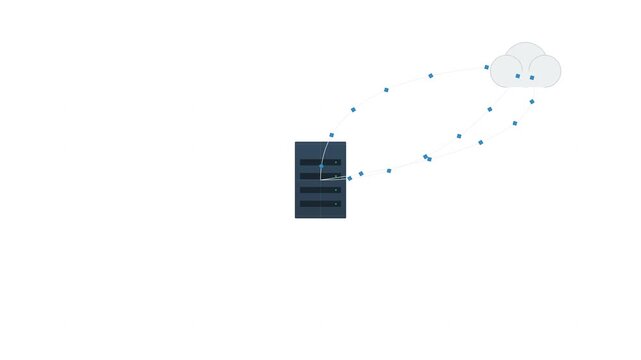Data transfer animation between server and cloud storage