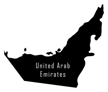 United Arab Emirates Silhouette Map Vector Isolated on Transparent Background