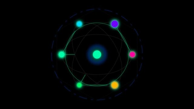 Abstract Portfolio Diversification Matrix Concept with Colorful Nodes and Connections Representing Financial Strategies in 4K Resolution