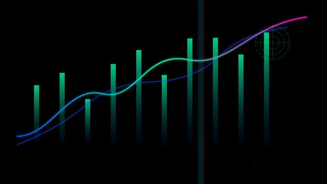Abstract visualization of an algorithmic market matrix represented in a 16x9 aspect ratio, featuring dynamic elements and vibrant colors in high-resolution 4K quality for professional use