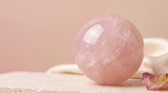 Rose Quartz Crystal Sphere for Wellness and Meditation
