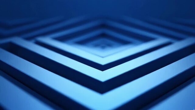 Abstract geometric 3d background with concentric blue squares forming a tunnel or pyramid structure