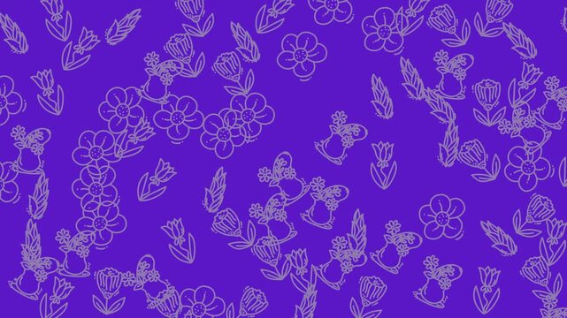 Seamless pattern background featuring various breakfast food and drink icons in purple.