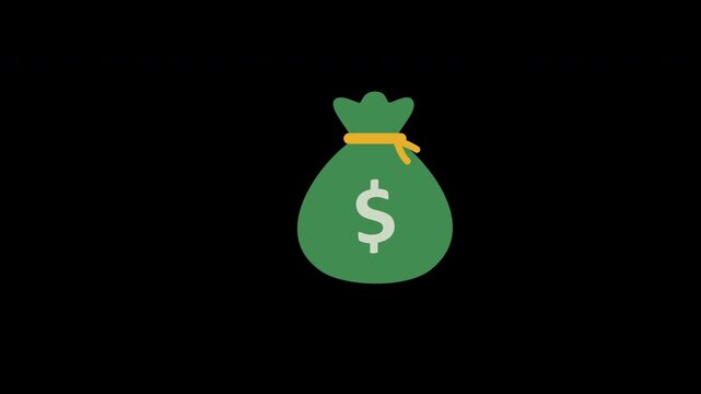 profit icon animation finance money bag and coin stack