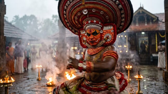 Traditional Theyyam Ritual Performer in Kerala Festival