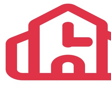 Church building icon morphing through different symbolic states including a cross and a clock face in this fluid motion graphic animation clip for digital user interfaces.