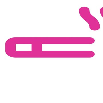 Pink cigarette icon featuring bold rounded lines and abstract rising smoke puffs captured in this minimalist digital motion video clip showcasing simple modern flat graphic design
