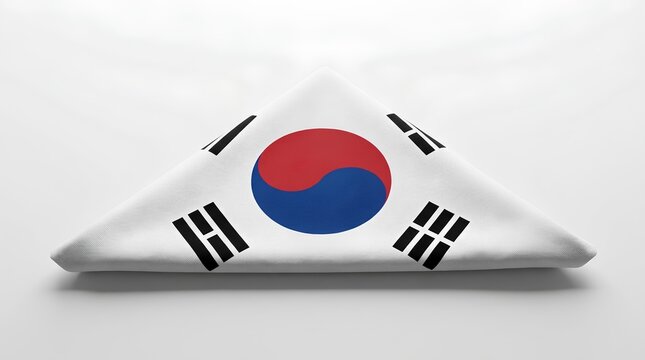 South korean flag displayed on a white pillow with subtle shadow