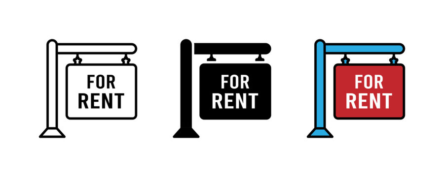 For Rent Sign in color and outline styles indicate availability for easy identification.