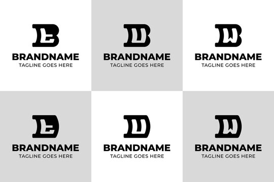Letters BT BU BW DT DU DW Monogram Logo Set, for TB UB WB TD UD WD Initials Brand