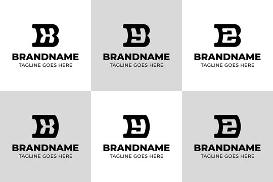 Letters BX BY BZ DX DY DZ Monogram Logo Set, for XB YX ZB XD YD ZD Initials Brand