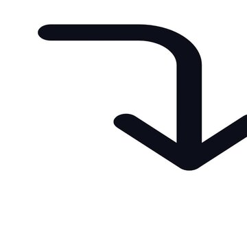 Curved downward arrow icon representing directional flow in this high quality graphic animation footage designed for intuitive user interface navigation and digital interactive motion design projects.